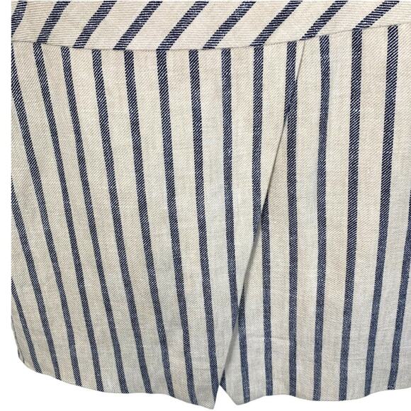 J Crew Linen Women's Size 2 Faux Wrap Mini Skirt Blue Strip - Picture 4 of 10